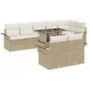 Image de vidaXL Ensemble de canapé de jardin 9 pcs Beige Poly rotin