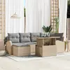 Image de vidaXL Ensemble de canapé de jardin 7 pcs Beige Poly rotin