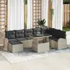 Image de vidaXL Ensemble de canapé de jardin 9 pcs Gris clair Poly rotin