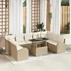 Image de vidaXL Ensemble de canapé de jardin 10 pcs Beige Poly rotin