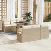 Image de vidaXL Ensemble de canapé de jardin 7 pcs Beige Poly rotin