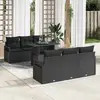 Image de vidaXL Ensemble de canapé de jardin avec coussin 7 pcs Noir Poly rotin