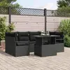 Image de vidaXL Ensemble de canapé de jardin 7 pcs Noir Poly rotin