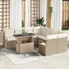 Image de vidaXL Ensemble de canapé de jardin 9 pcs Beige Poly rotin