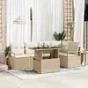 Image de vidaXL Ensemble de canapé de jardin 6 pcs Beige Poly rotin