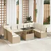 Image de vidaXL Ensemble de canapé de jardin 10 pcs Beige Poly rotin