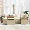 Image de vidaXL Ensemble de canapé de jardin 6 pcs Beige Poly rotin
