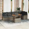 Image de vidaXL Ensemble de canapé de jardin 7 pcs Gris Poly rotin