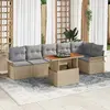 Image de vidaXL Ensemble de canapé de jardin 7 pcs Beige Poly rotin