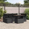 Image de vidaXL Ensemble de canapé de jardin 7 pcs Noir Poly rotin