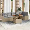 Image de vidaXL Ensemble de canapé de jardin 7 pcs Beige Poly rotin