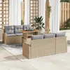 Image de vidaXL Ensemble de canapé de jardin 7 pcs Beige Poly rotin