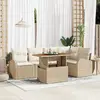 Image de vidaXL Ensemble de canapé de jardin 6 pcs Beige Poly rotin