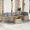 Image de vidaXL Ensemble de canapé de jardin 7 pcs Beige Poly rotin