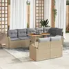 Image de vidaXL Ensemble de canapé de jardin 9 pcs Beige Poly rotin
