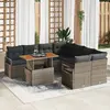 Image de vidaXL Ensemble de canapé de jardin 9 pcs Gris Poly rotin