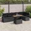 Image de vidaXL Ensemble de canapé de jardin 7 pcs Noir Poly rotin