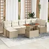 Image de vidaXL Ensemble de canapé de jardin 8 pcs Beige Poly rotin