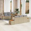 Image de vidaXL Ensemble de canapé de jardin 7 pcs Beige Poly rotin
