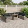 Image de vidaXL Ensemble de canapé de jardin 11 pcs Gris Poly rotin