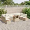 Image de vidaXL Ensemble de canapé de jardin 11 pcs Beige Poly rotin