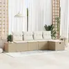 Image de vidaXL Ensemble de canapé de jardin avec coussin 5 pcs Beige polyrotin