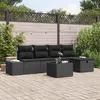 Image de vidaXL Ensemble de canapé de jardin avec coussin 6 pcs Noir polyrotin