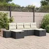 Image de vidaXL Ensemble de canapé de jardin avec coussin 6 pcs Noir polyrotin