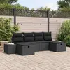 Image de vidaXL Ensemble de canapé de jardin avec coussin 6 pcs Noir polyrotin