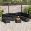 Image de vidaXL Ensemble de canapé de jardin avec coussin 9 pcs Noir polyrotin