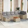 Image de vidaXL Ensemble de canapé de jardin avec coussin 8 pcs Beige polyrotin