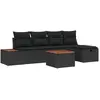 Image de vidaXL Ensemble de canapé de jardin avec coussin 6 pcs Noir polyrotin