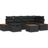 Image de vidaXL Ensemble de canapé de jardin avec coussin 7 pcs Noir polyrotin