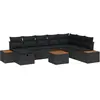 Image de vidaXL Ensemble de canapé de jardin avec coussin 9 pcs Noir polyrotin