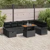 Image de vidaXL Ensemble de canapé de jardin avec coussin 9 pcs Noir polyrotin
