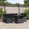 Image de vidaXL Ensemble de canapé de jardin avec coussin 7 pcs Noir polyrotin