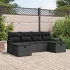 Image de vidaXL Ensemble de canapé de jardin avec coussin 6 pcs Noir Poly rotin