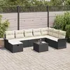 Image de vidaXL Ensemble de canapé de jardin avec coussin 9 pcs Noir Poly rotin