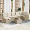 Image de vidaXL Ensemble de canapé de jardin 8 pcs Beige Poly rotin