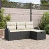 Image de vidaXL Ensemble de canapé de jardin avec coussin 4 pcs Noir Poly rotin