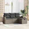 Image de vidaXL Ensemble de canapé de jardin avec coussin 4 pcs Gris Poly rotin
