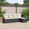 Image de vidaXL Ensemble de canapé de jardin avec coussin 5 pcs Noir Poly rotin