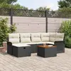 Image de vidaXL Ensemble de canapé de jardin avec coussin 7 pcs Noir Poly rotin