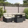 Image de vidaXL Ensemble de canapé de jardin avec coussin 7 pcs Noir Poly rotin