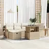 Image de vidaXL Ensemble de canapé de jardin 7 pcs Beige Poly rotin