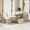 Image de vidaXL Ensemble de canapé de jardin 8 pcs Beige Poly rotin
