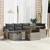 Image de vidaXL Ensemble de canapé de jardin avec coussin 7 pcs Gris Poly rotin