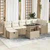 Image de vidaXL Ensemble de canapé de jardin 8 pcs Beige Poly rotin