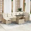 Image de vidaXL Ensemble de canapé de jardin 8 pcs Beige Poly rotin