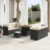 Image de vidaXL Ensemble de canapé de jardin avec coussin 9 pcs Noir polyrotin
